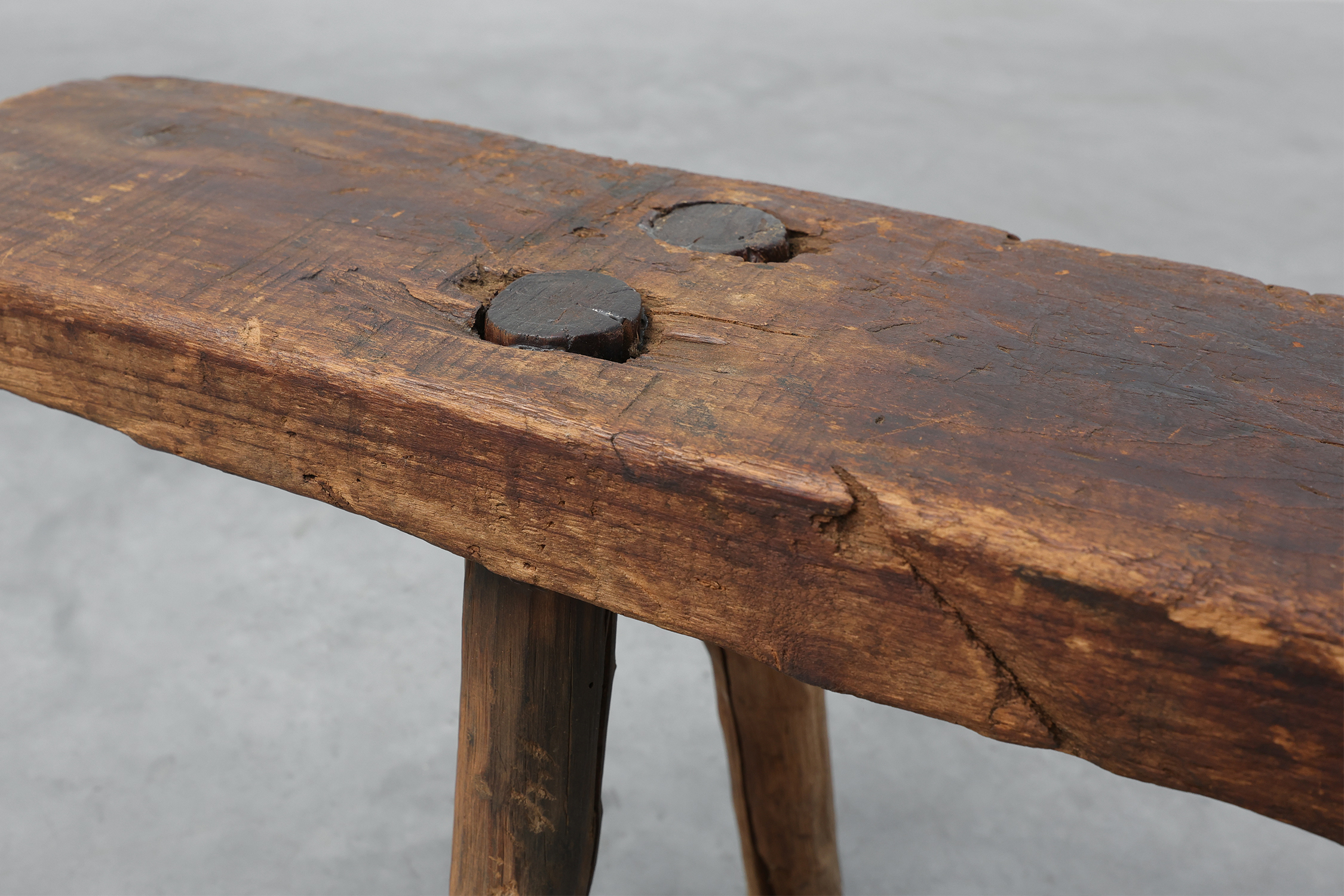 French Primitive Farmhouse Bench with Splayed Legs, 19th Centurythumbnail